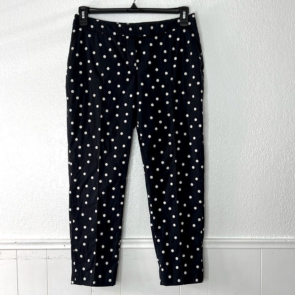AKRIS  Punto navy blue polka dot ankle pants 8